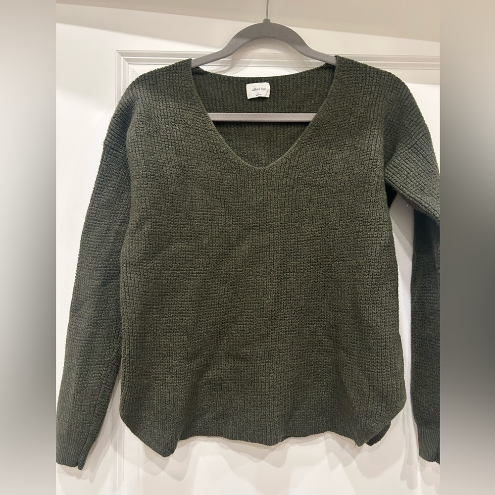 Aritzia Wilfred Free Wolter Sweater Dark Green Large 100% Merino Wool